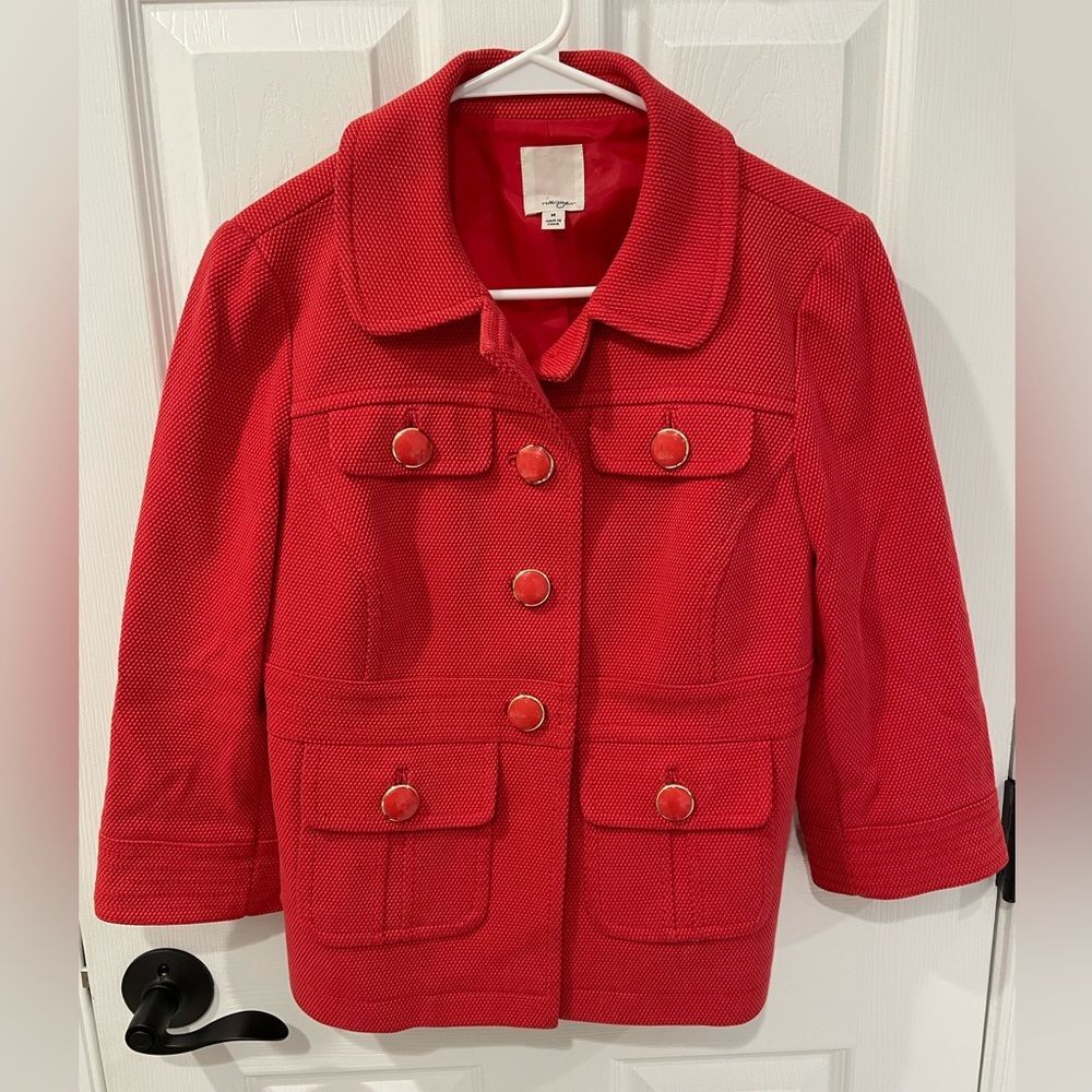 Halogen Dark Coral Red 3/4 Sleeve Thick Blazer Jacket Women’s Size M